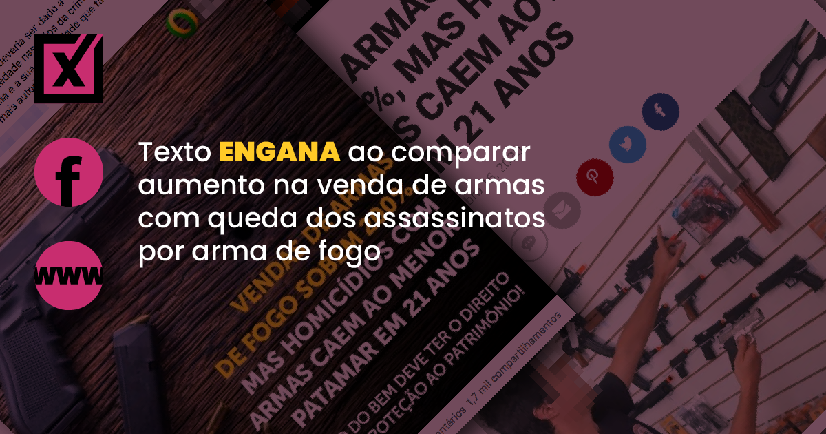Image accompanying Número de homicídios por arma de fogo estaria no “menor patamar em 21 anos” e isso se deu mesmo diante de um aumento de 200% na venda de armas de fogo