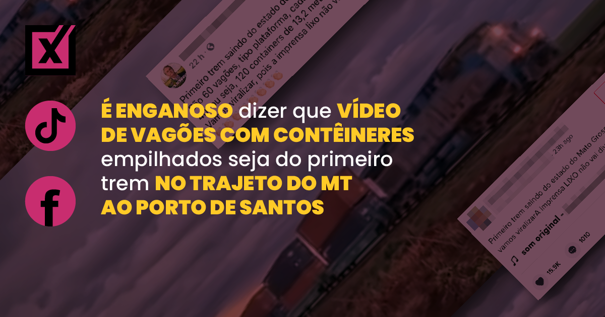 Image accompanying Sai primeiro trem do estado do Mato Grosso para Santos; trem tem containers duplos