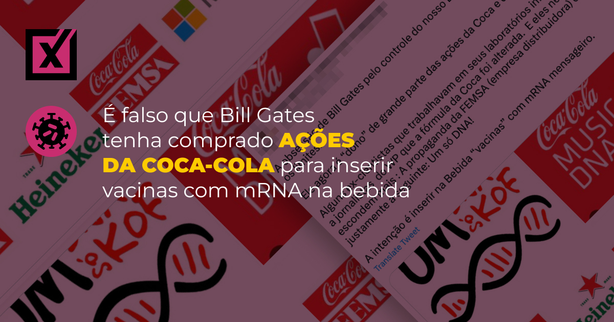 É falso que Bill Gates tenha comprado ações da CocaCola para inserir